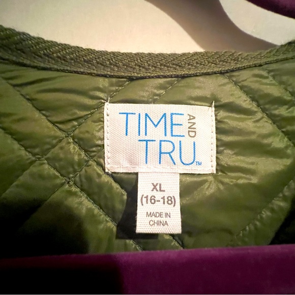 Women’s Quilted Long Sleeve Jacket, Time and Tru, Green, Size XL (16-18) - Picture 4 of 8